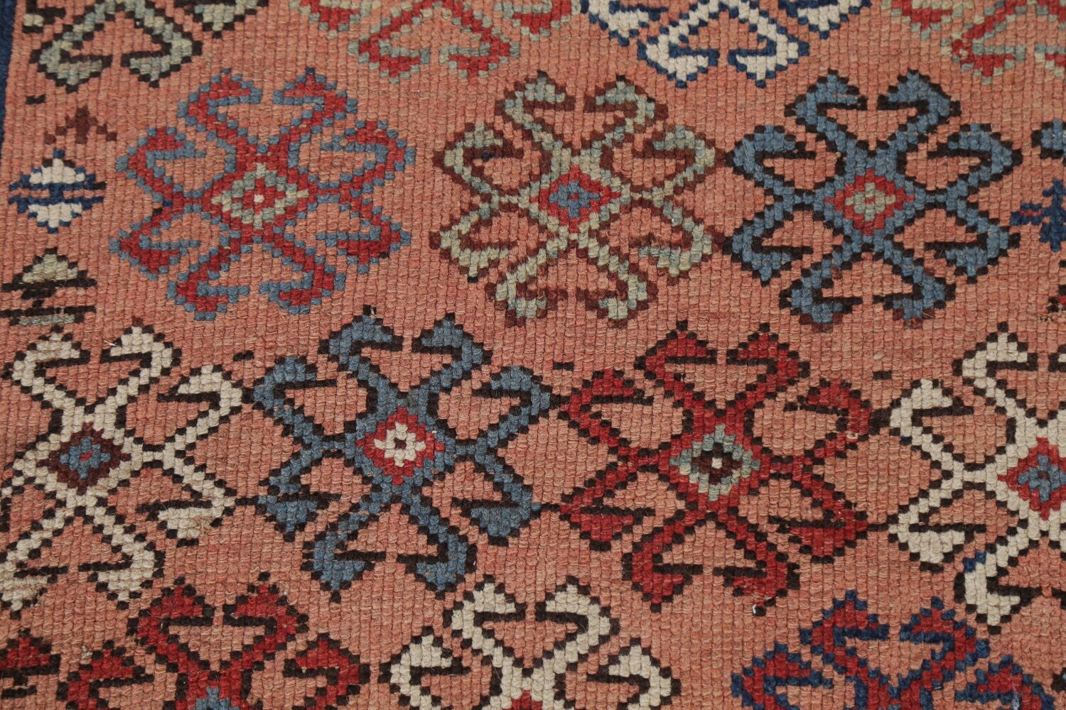 Antique Vegetable Dye Coral Kazak Caucasian Runner Rug 4x11