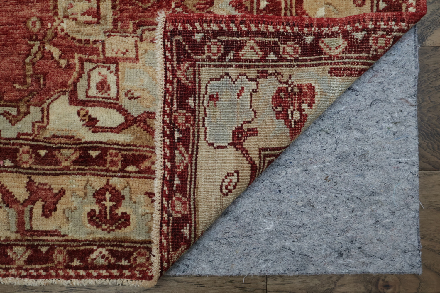 Elegant Red and Beige Vintage Look Oushak Turkish Rug 5x6