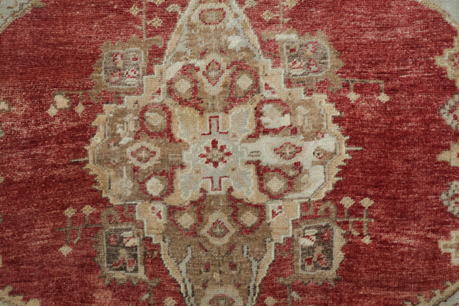 Elegant Red and Beige Vintage Look Oushak Turkish Rug 5x6