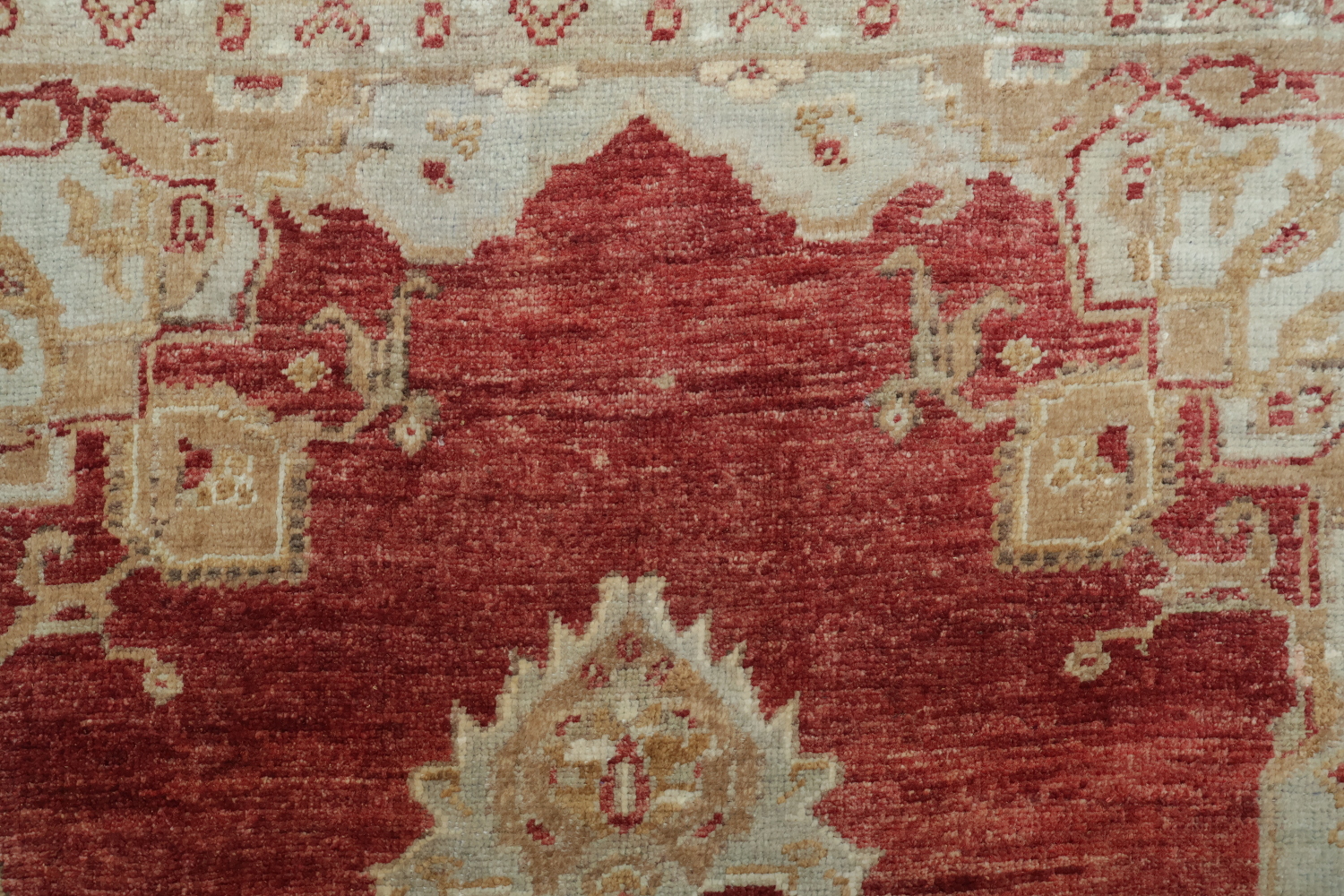 Elegant Red and Beige Vintage Look Oushak Turkish Rug 5x6