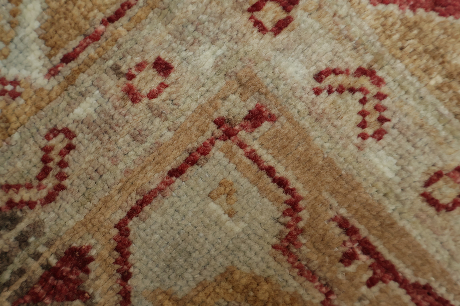 Elegant Red and Beige Vintage Look Oushak Turkish Rug 5x6