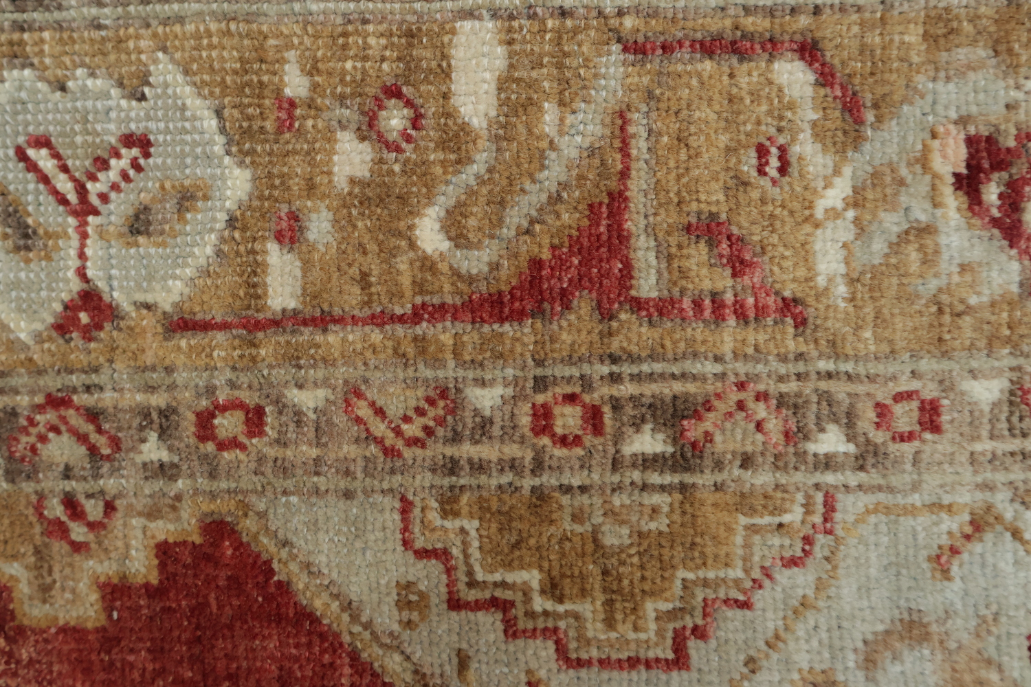 Elegant Red and Beige Vintage Look Oushak Turkish Rug 5x6