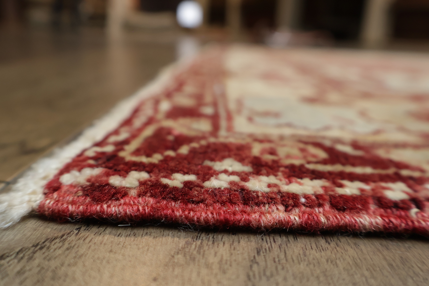 Elegant Red and Beige Vintage Look Oushak Turkish Rug 5x6