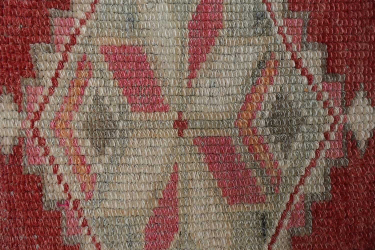 Antique Look Red and Coral Geometric Turkish Runner Rug 3x13