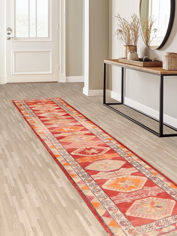 Geometric Anatolian Oriental Runner Rug 3x12