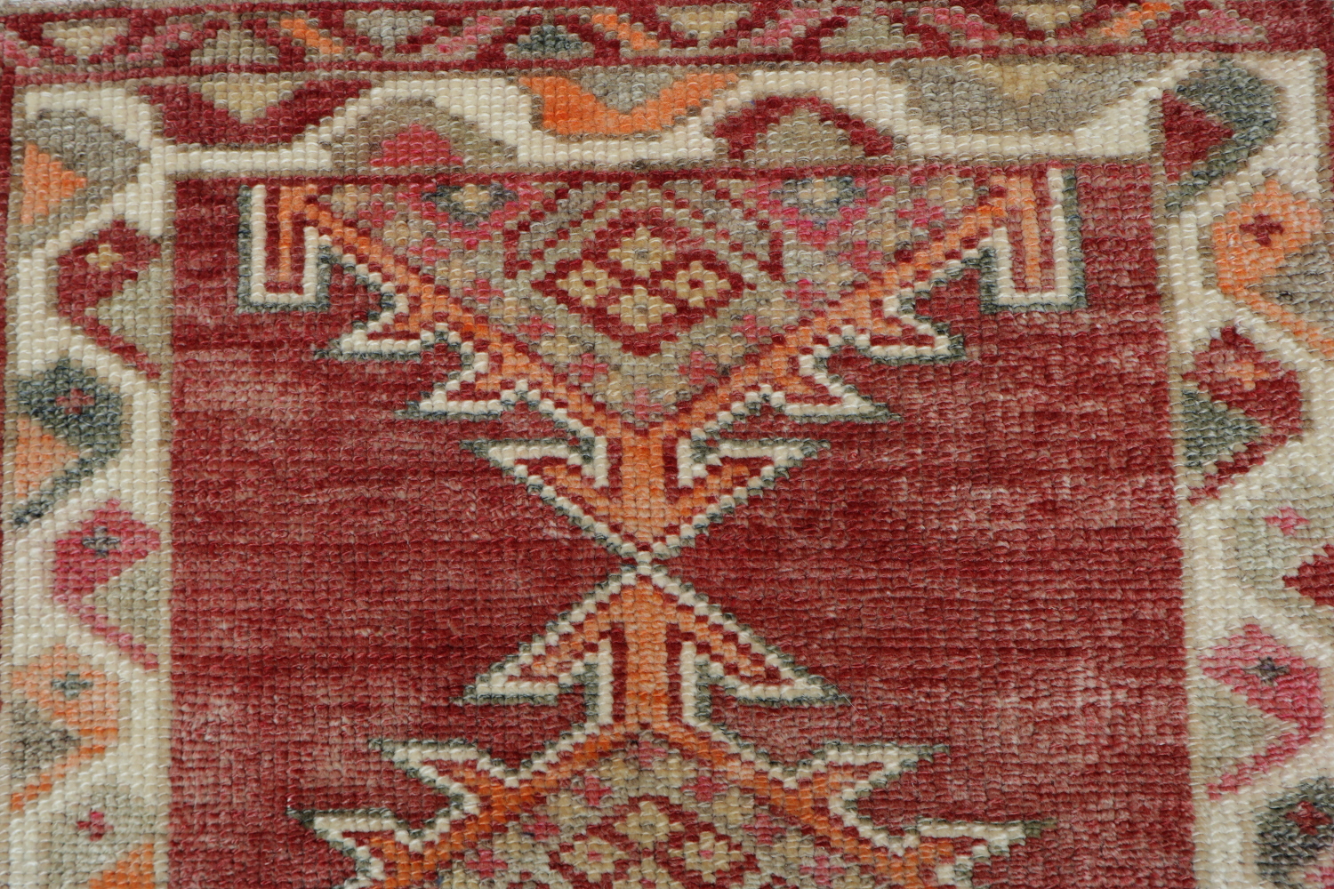 Rustic Charm: Red Geometric Turkish Tribal Runner for Hallways 3x12
