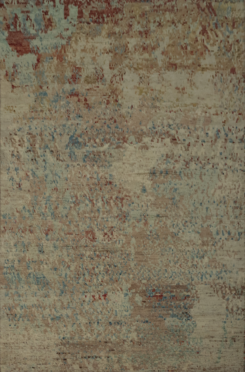 Abstract Earth-Toned Modern Area Rug 9x12 with Distressed Texture Style