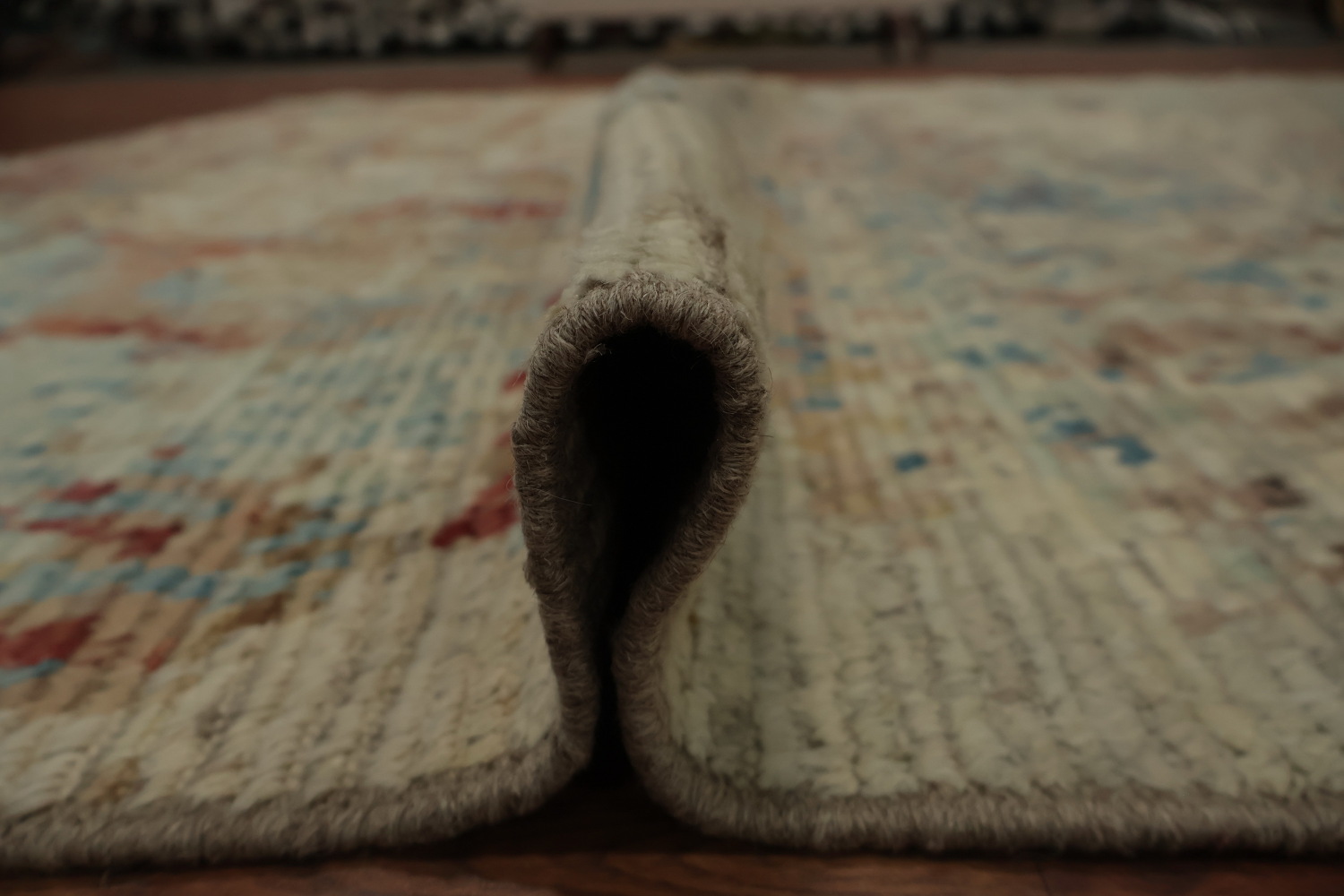 Abstract Earth-Toned Modern Area Rug 9x12 with Distressed Texture Style