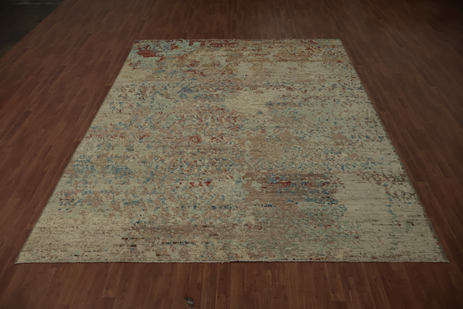Abstract Earth-Toned Modern Area Rug 9x12 with Distressed Texture Style