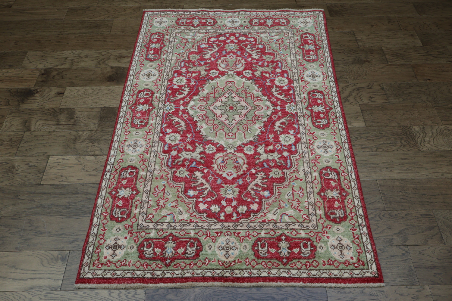 Vegetable Dye Geometric Oushak Turkish Rug 4x6