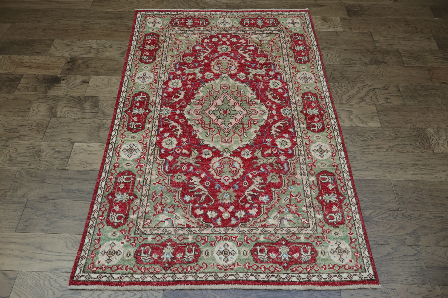 Vegetable Dye Geometric Oushak Turkish Rug 4x6
