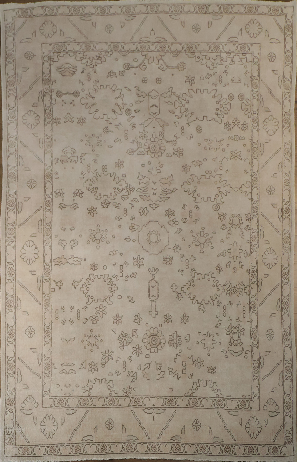 Old Vegetable Dye Oushak Turkish Wool Area Rug 6x10