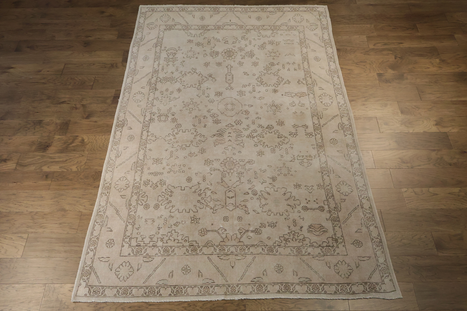 Old Vegetable Dye Oushak Turkish Wool Area Rug 6x10