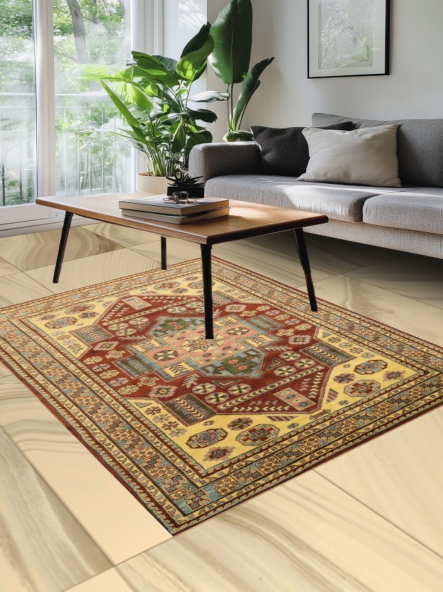 Geometric Super Kazak Oriental Rug 5x6