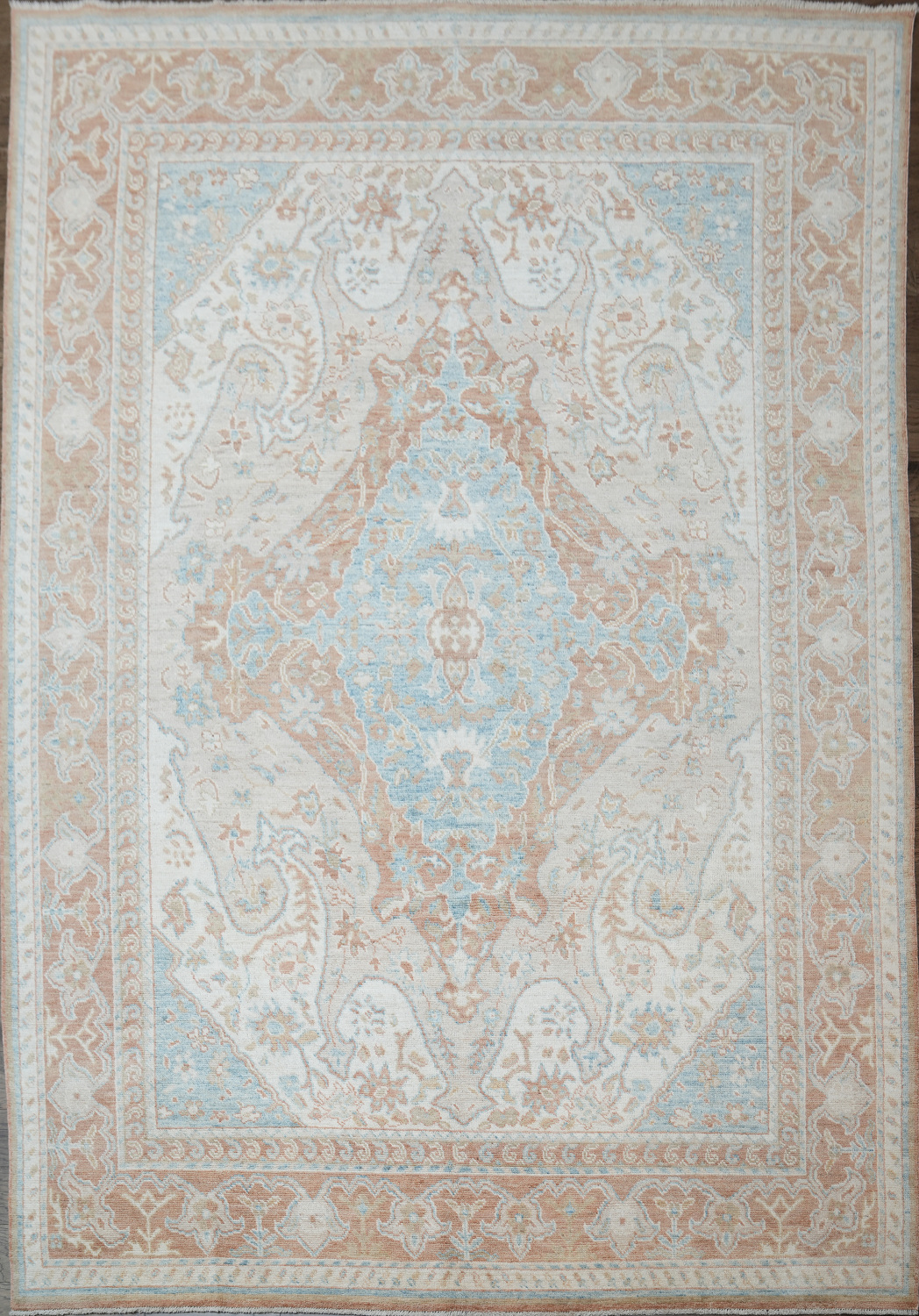 Vegetable Dye Geometric Oushak Turkish Area Rug 9x12
