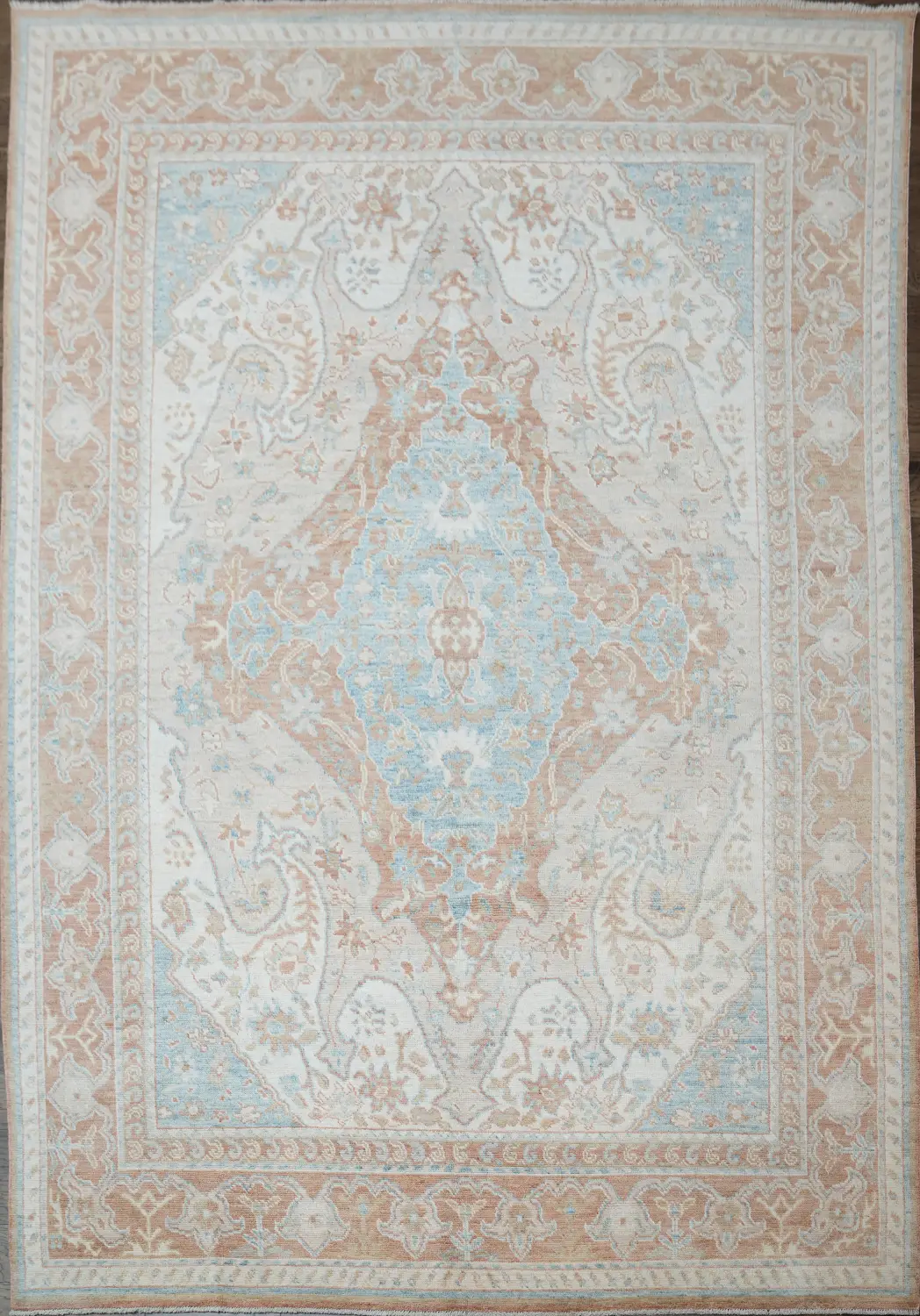 Vegetable Dye Geometric Oushak Turkish Area Rug 9x12