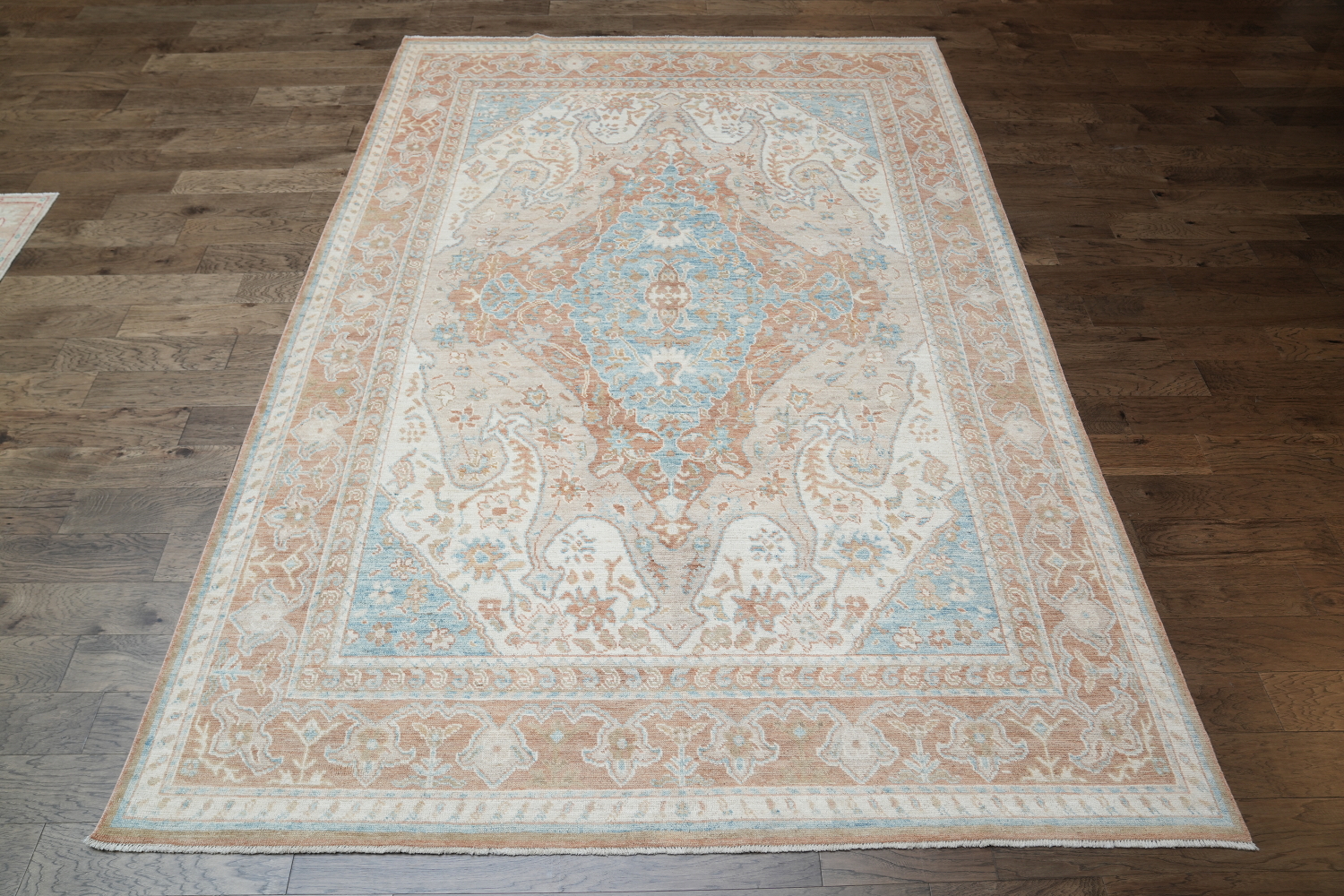 Vegetable Dye Geometric Oushak Turkish Area Rug 9x12