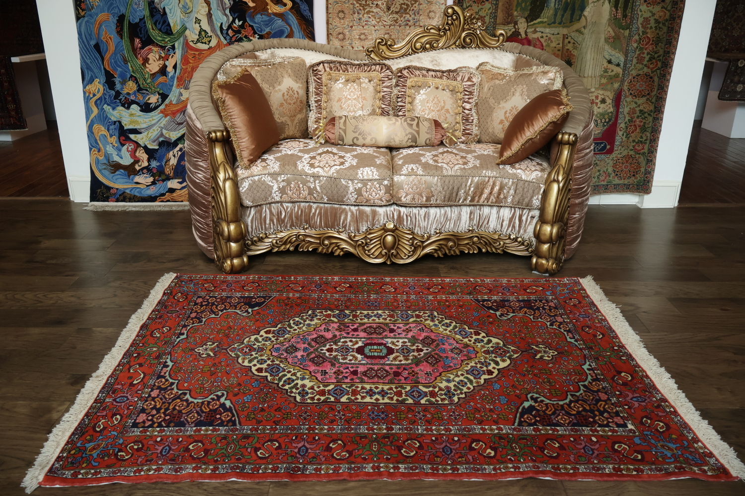 Wool & Silk Red Turkoman Persian Area Rug 4x6