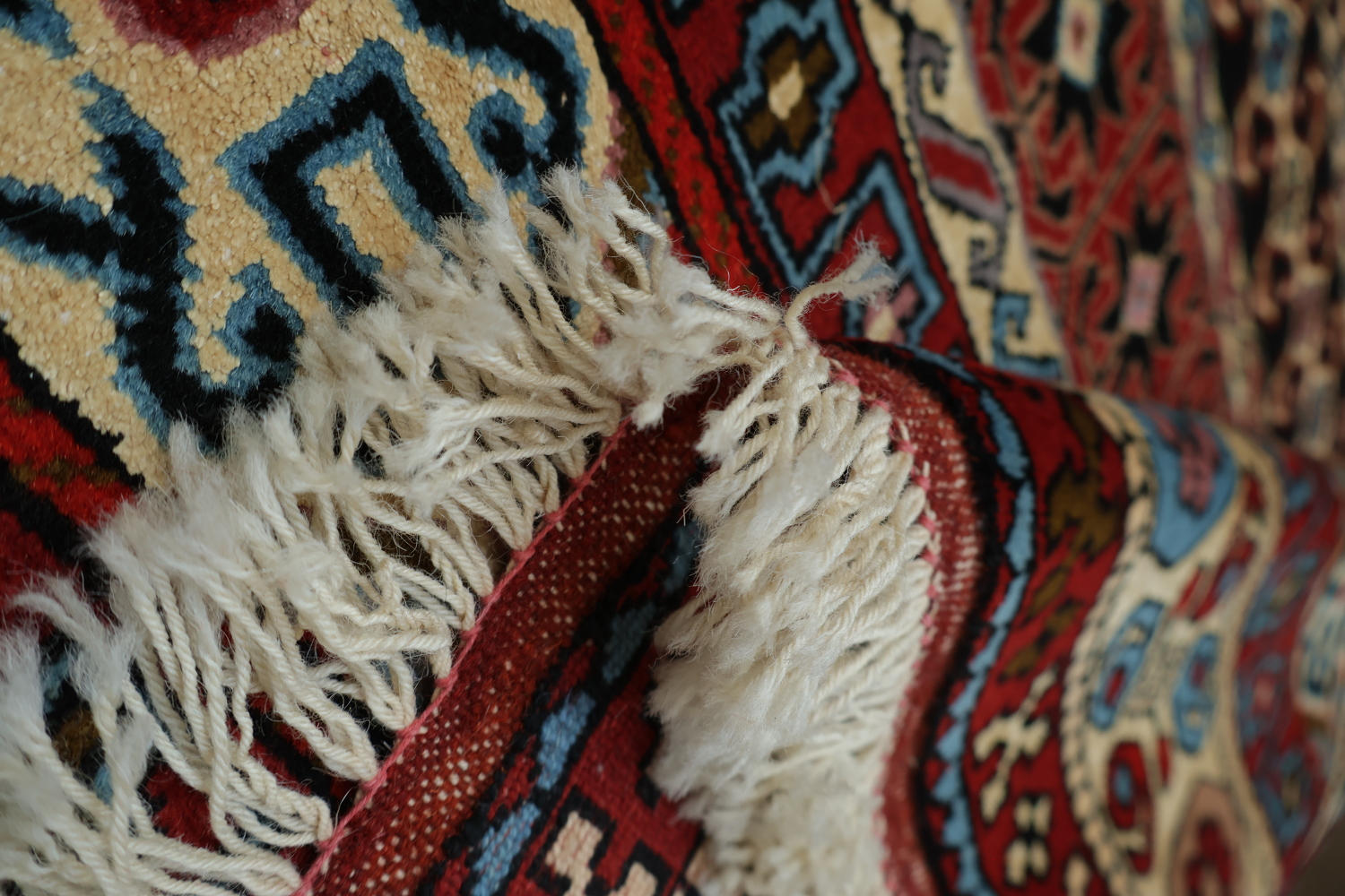 Wool & Silk Geometric Turkoman Persian Area Rug 4x6