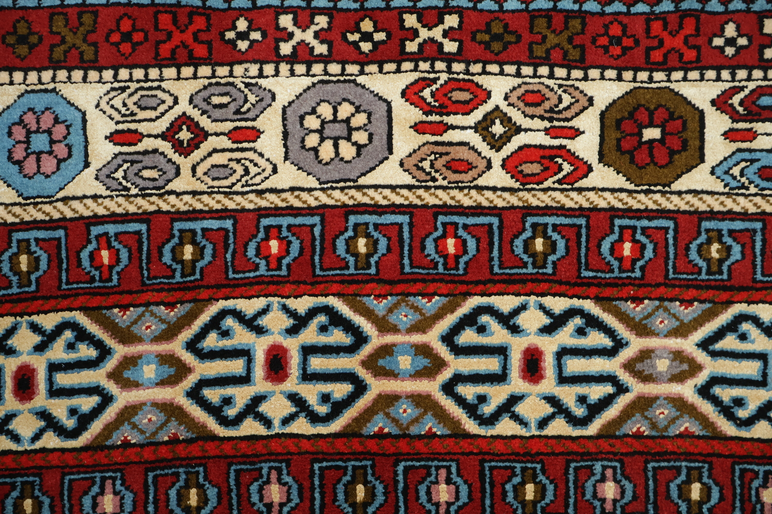 Wool & Silk Geometric Turkoman Persian Area Rug 4x6