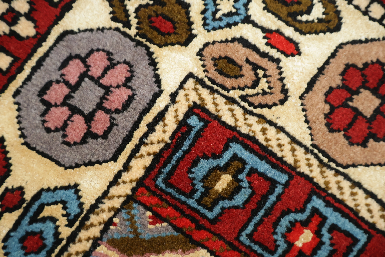 Wool & Silk Geometric Turkoman Persian Area Rug 4x6
