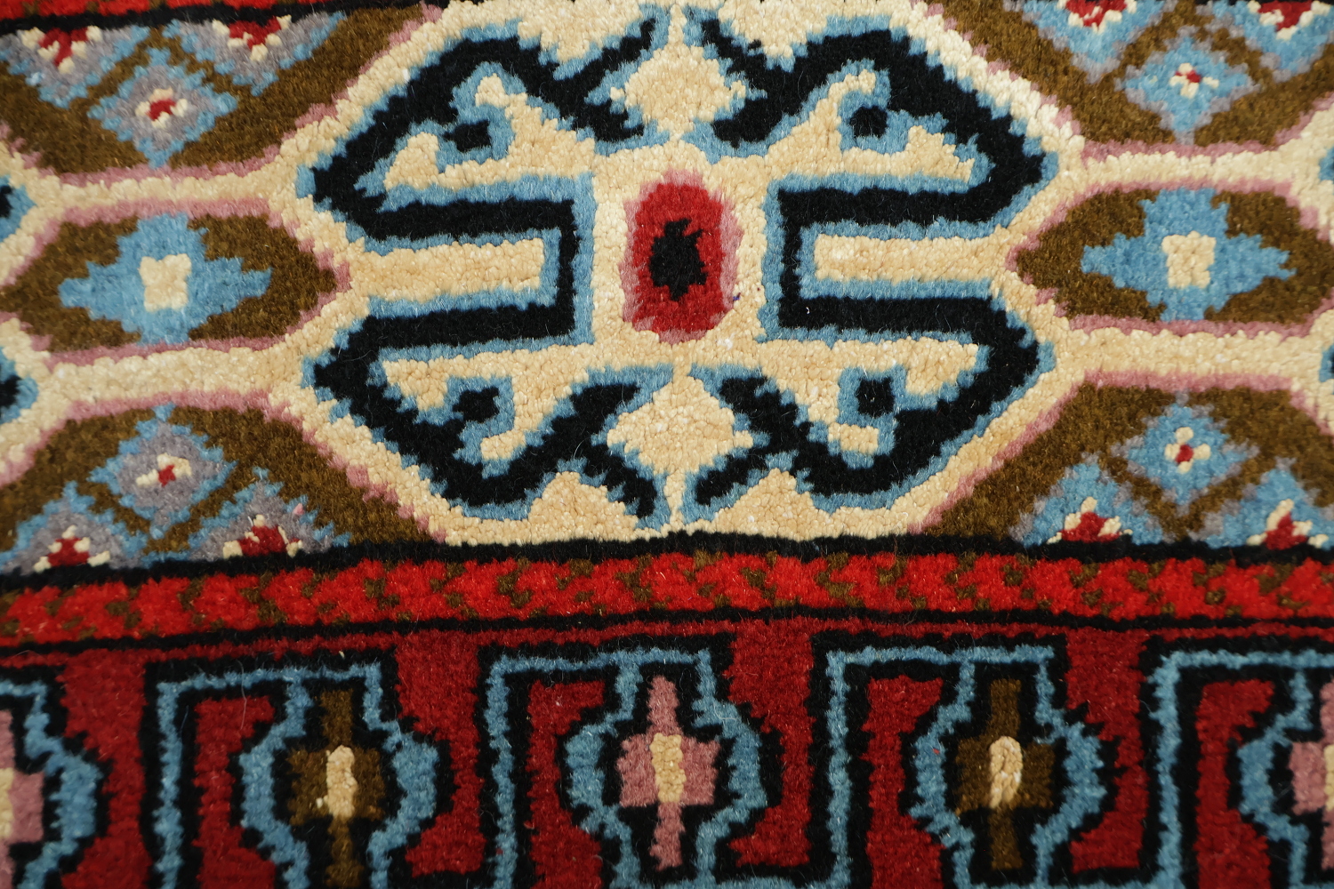 Wool & Silk Geometric Turkoman Persian Area Rug 4x6