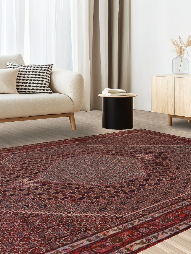 Vintage Geometric Bidjar Persian Area Rug 7x9