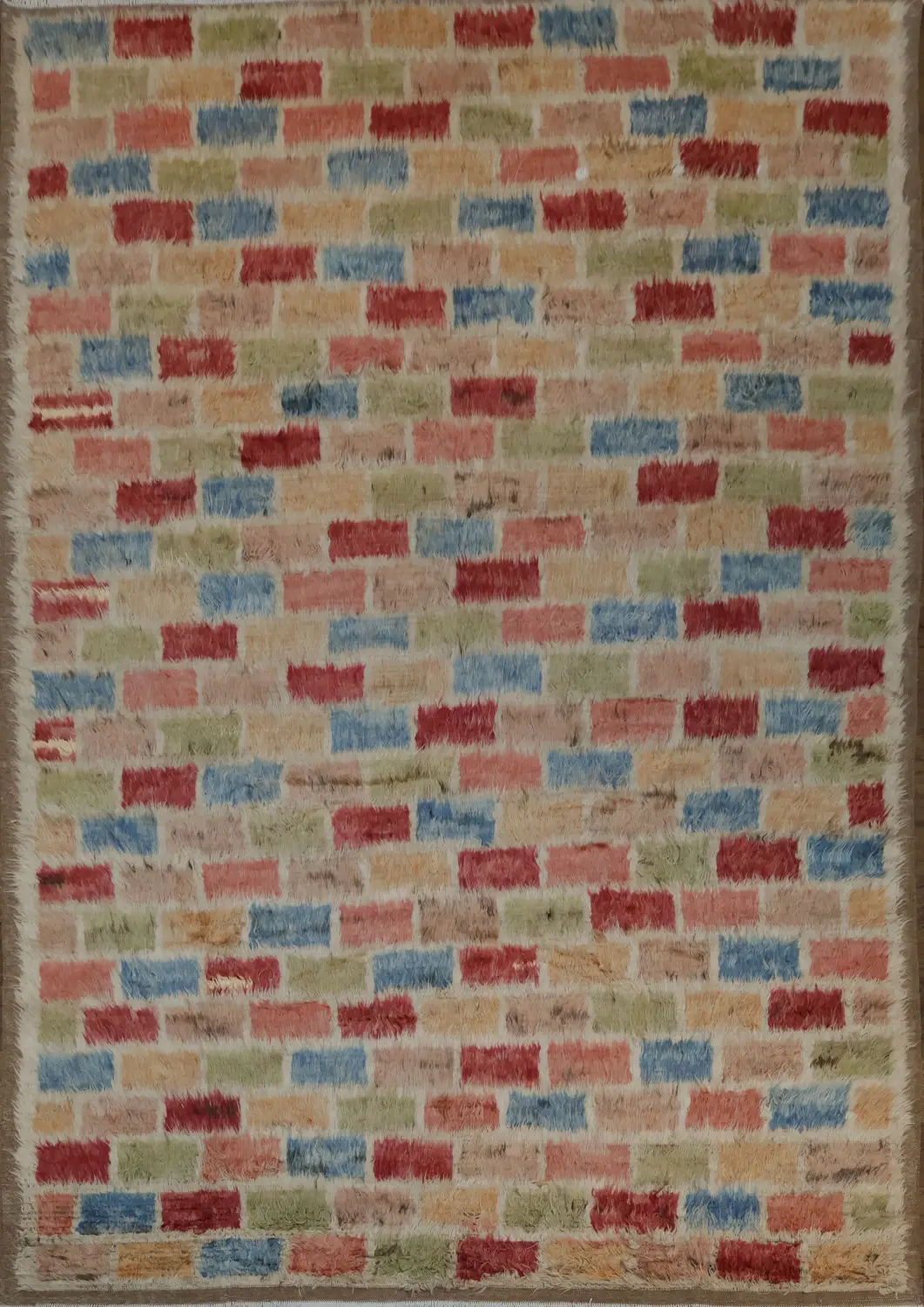 Colorful Brick Design Moroccan Berber Rug Perfect for Lively Living Spaces 8x11