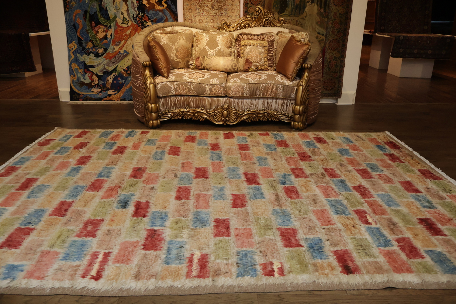 Colorful Brick Design Moroccan Berber Rug Perfect for Lively Living Spaces 8x11