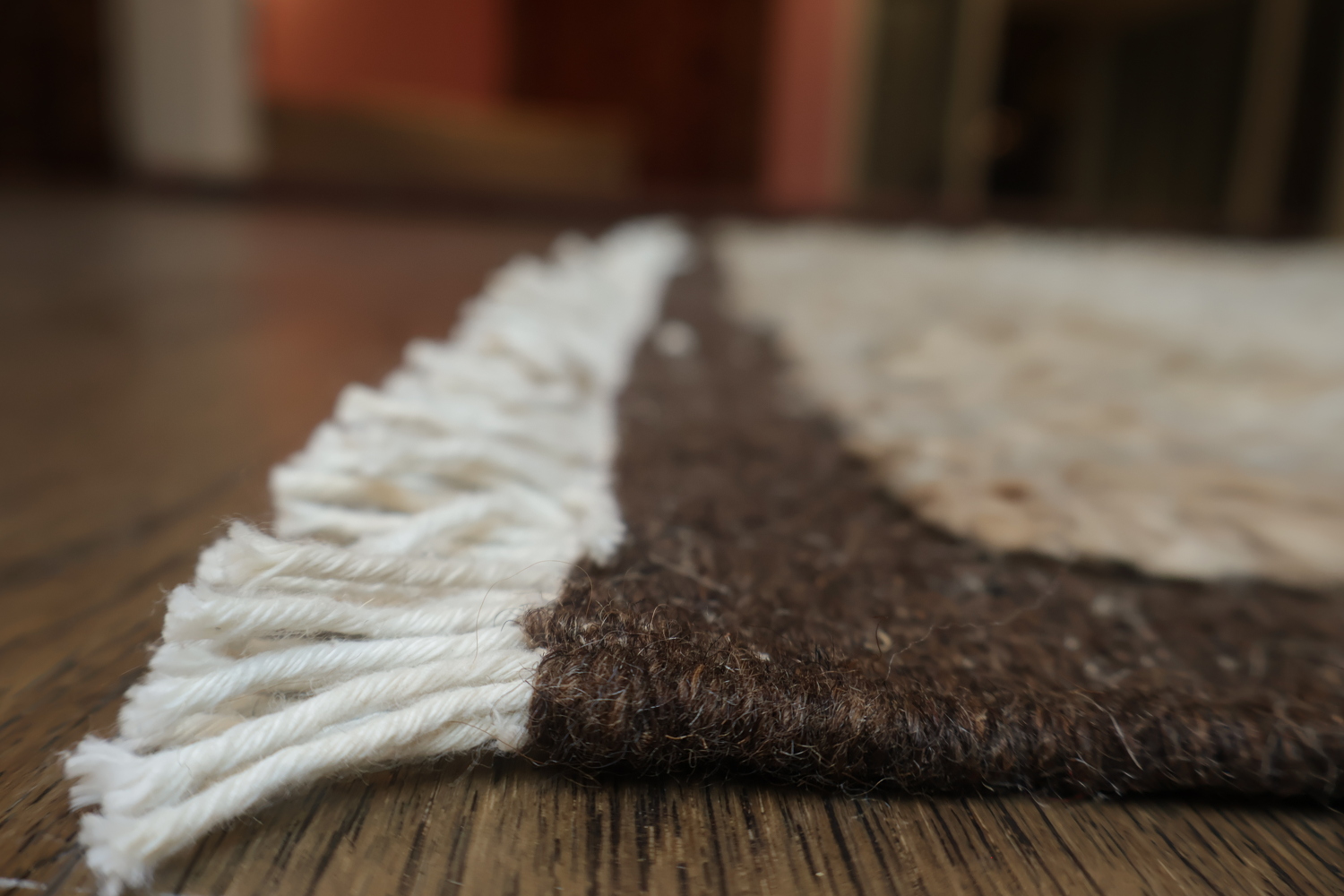 Contemporary Moroccan Shaggy Patchwork Rug with Earthy Beige and Blue Tones 6x8