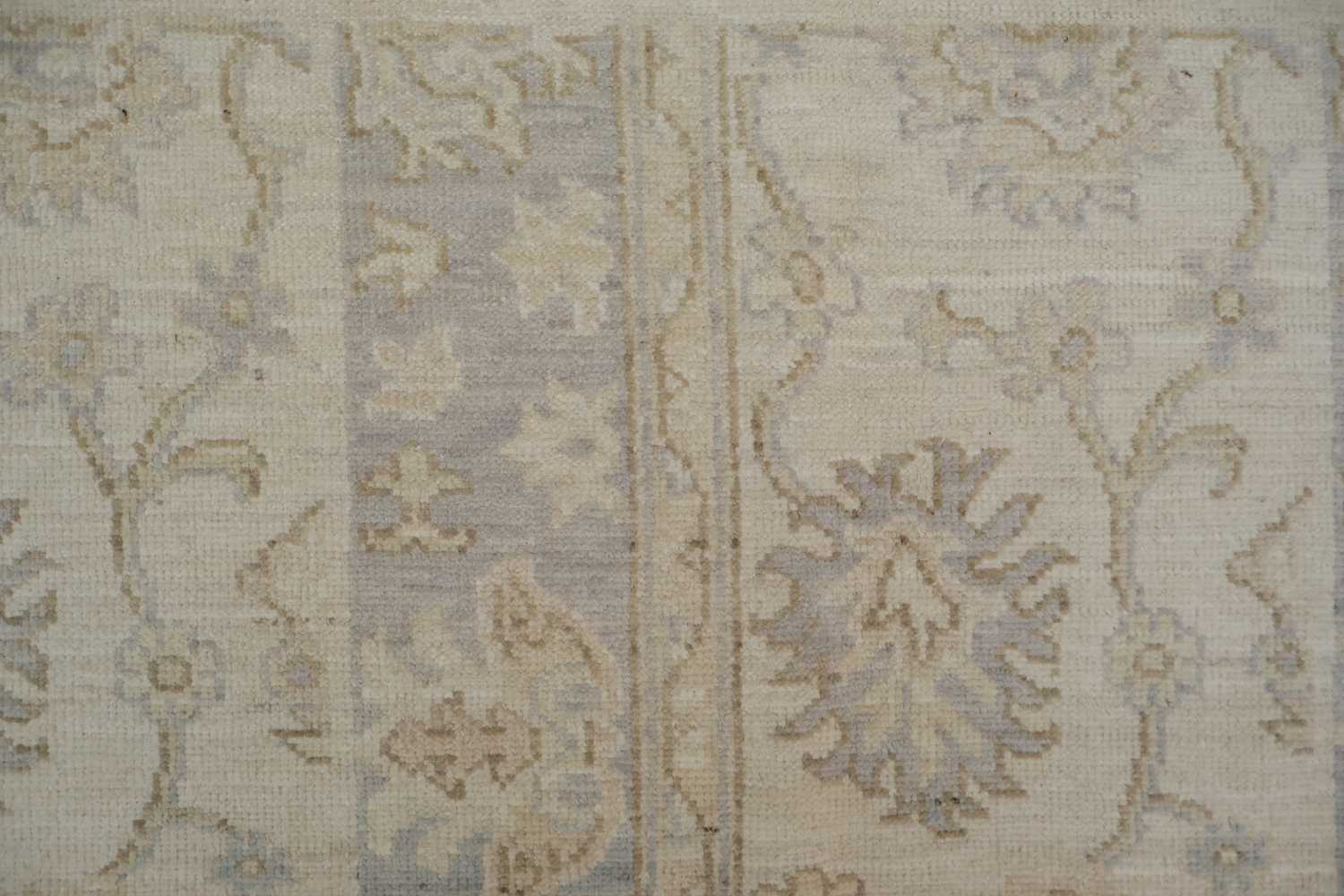 Luxurious Beige and Blue Oushak Turkish Rug with Elegant Floral Patterns 5x6