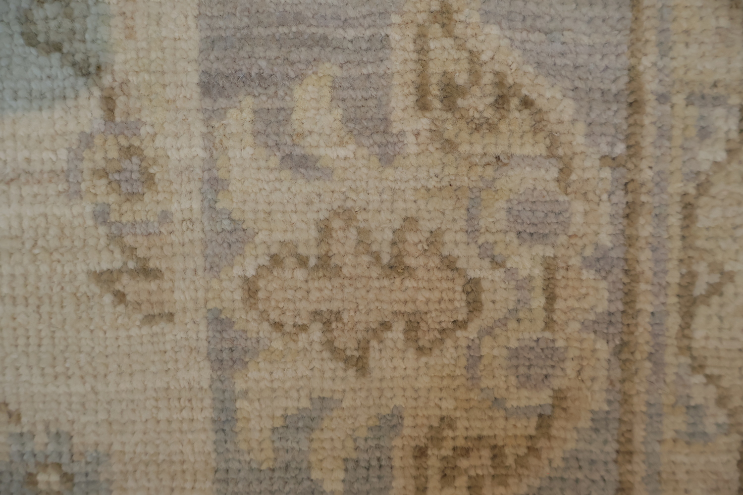 Luxurious Beige and Blue Oushak Turkish Rug with Elegant Floral Patterns 5x6