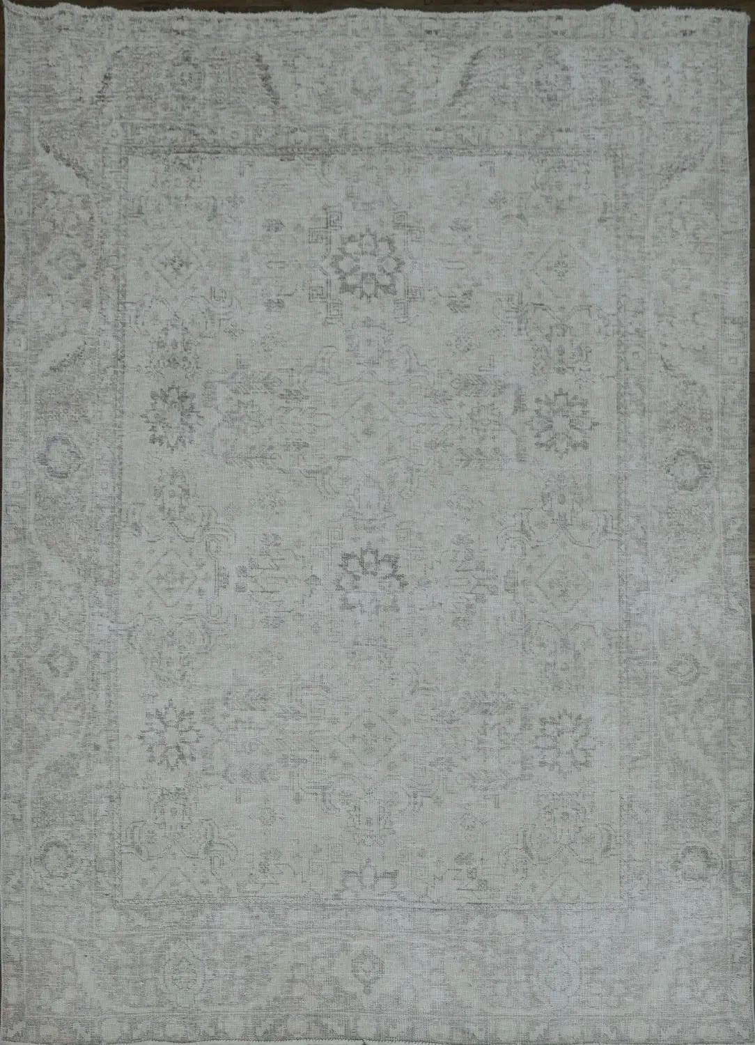 Muted Beige Gray Tabriz Distressed Persian Area Rug 6x9
