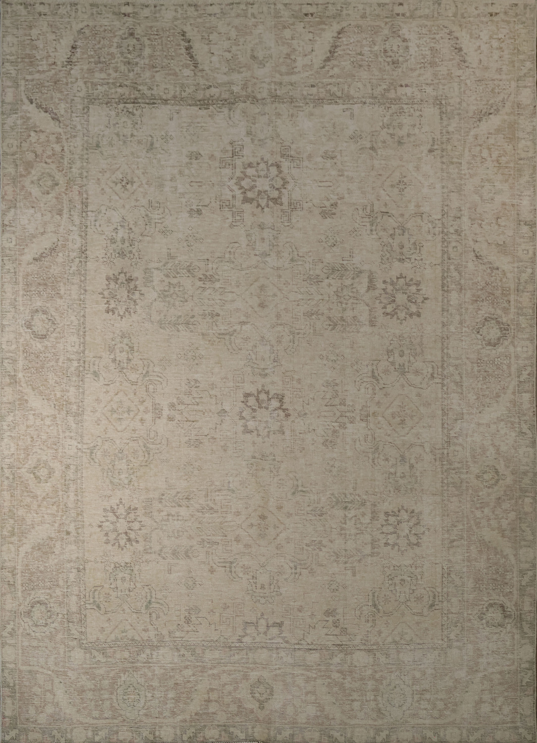 Muted Beige Gray Tabriz Distressed Persian Area Rug 6x9