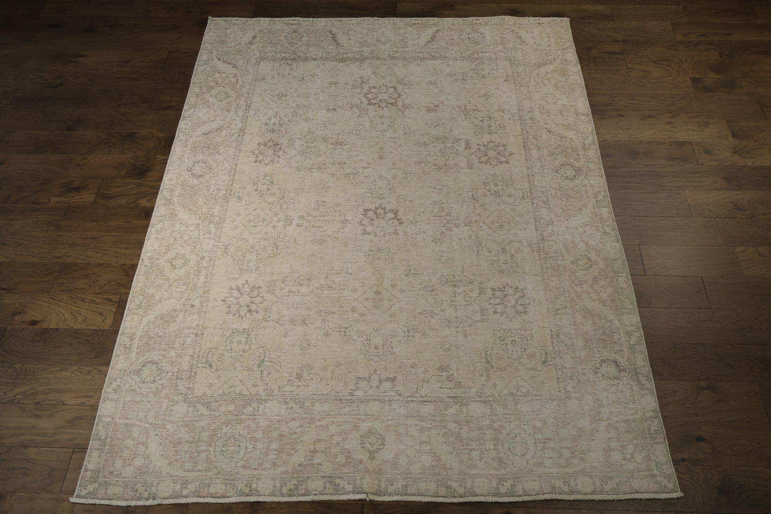 Muted Beige Gray Tabriz Distressed Persian Area Rug 6x9