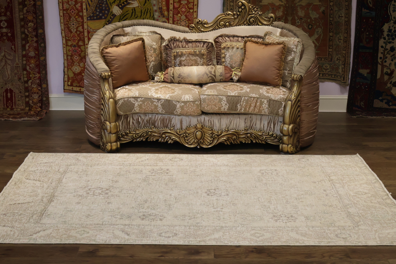 Muted Beige Gray Tabriz Distressed Persian Area Rug 6x9