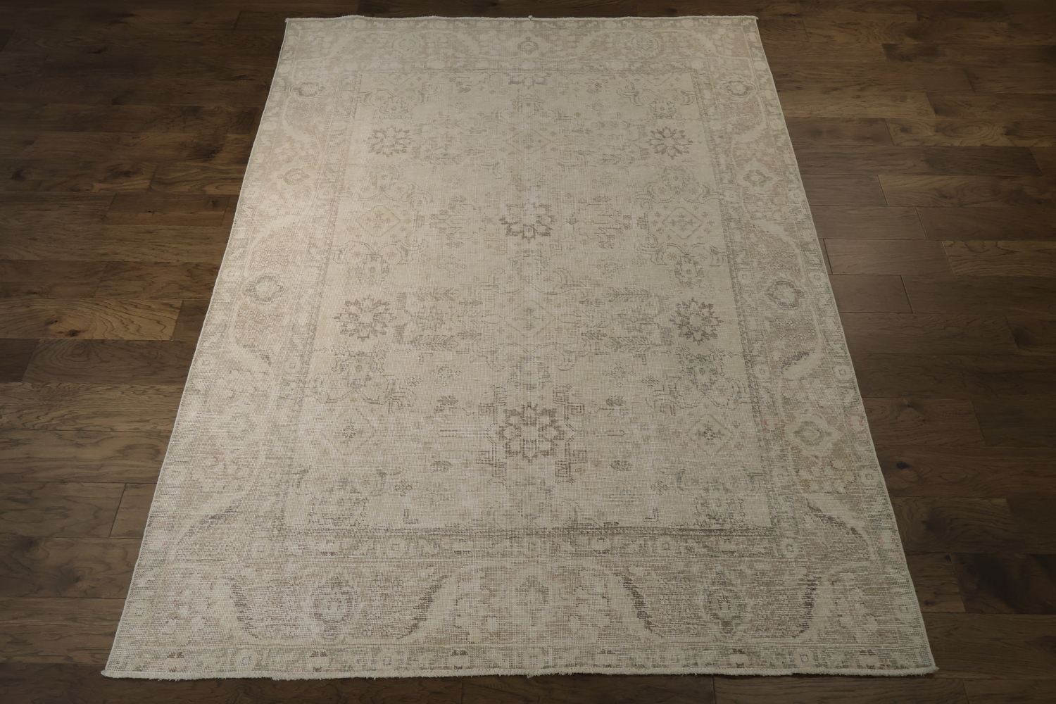 Muted Beige Gray Tabriz Distressed Persian Area Rug 6x9