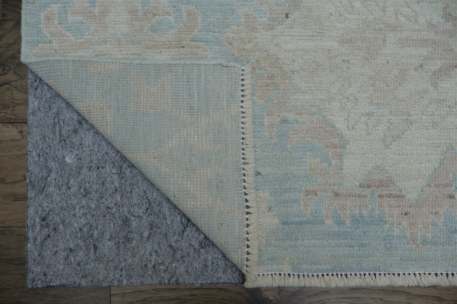Elegant Sky Blue Oushak Turkish Rug with Intricate Floral Patterns 5x9