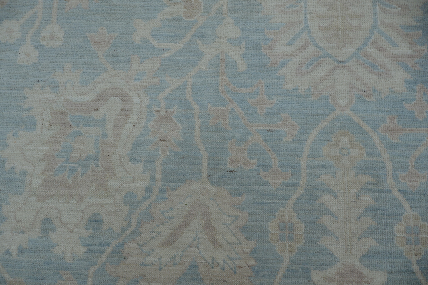 Elegant Sky Blue Oushak Turkish Rug with Intricate Floral Patterns 5x9