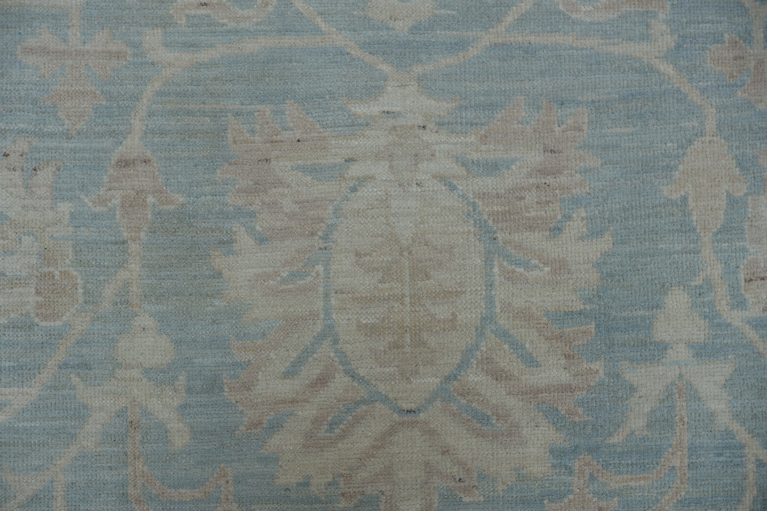 Elegant Sky Blue Oushak Turkish Rug with Intricate Floral Patterns 5x9
