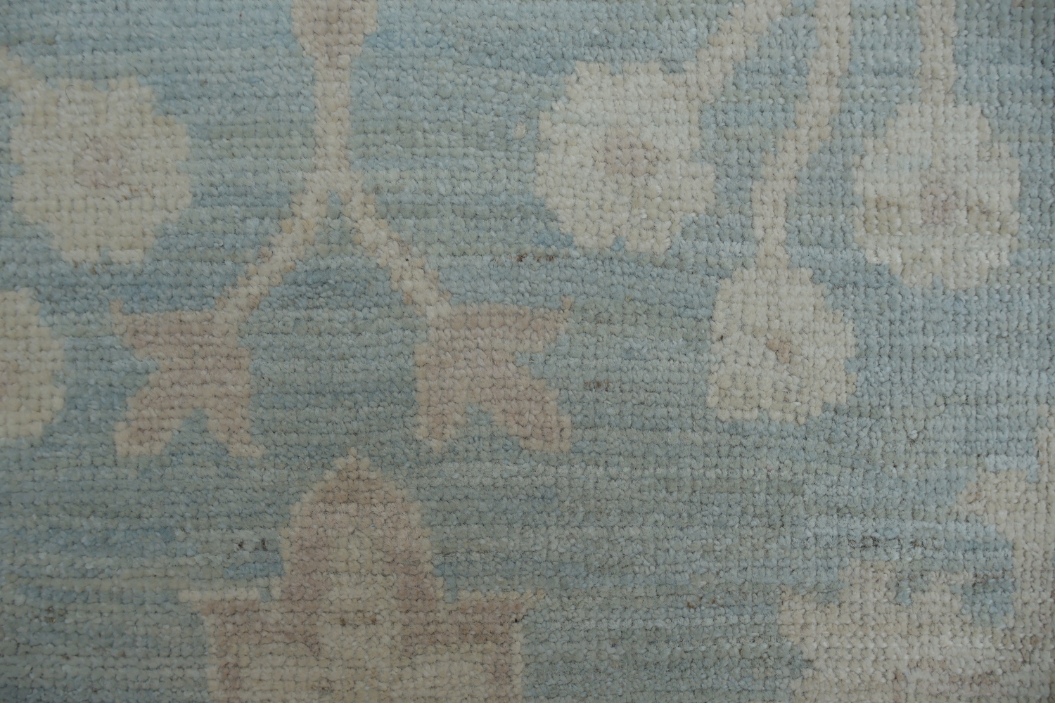 Elegant Sky Blue Oushak Turkish Rug with Intricate Floral Patterns 5x9