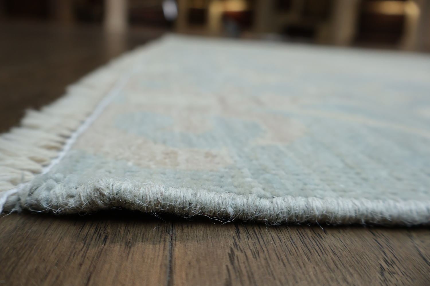 Elegant Sky Blue Oushak Turkish Rug with Intricate Floral Patterns 5x9