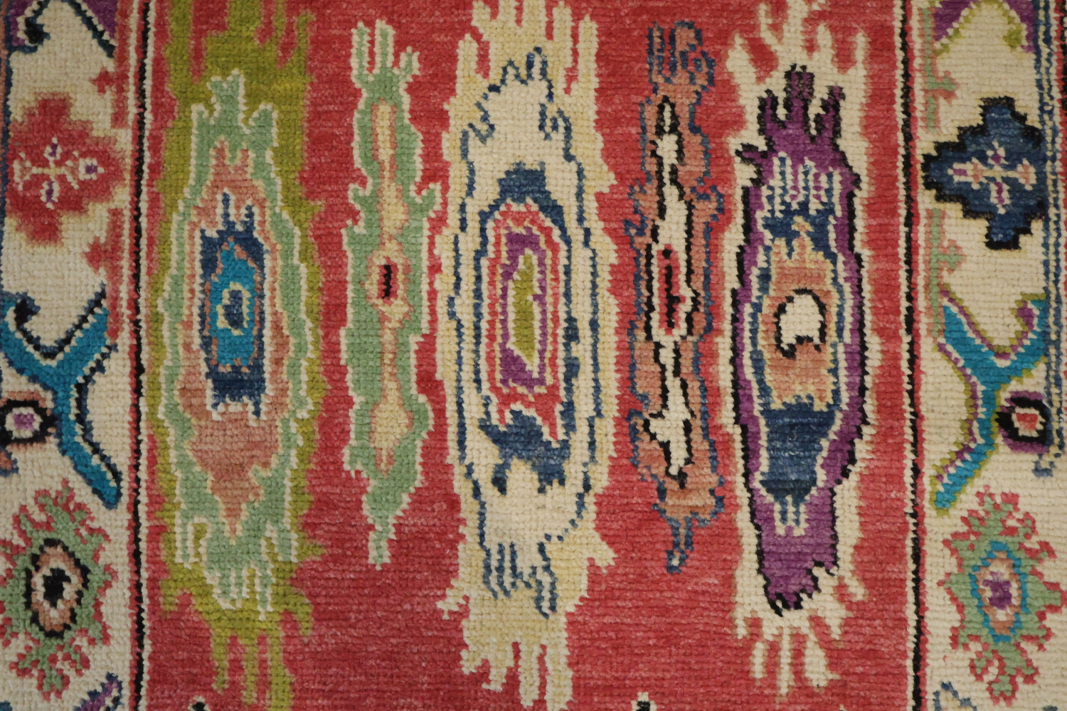 Vegetable Dye Colorful Oushak Turkish Runner Rug for Hallways 3x13