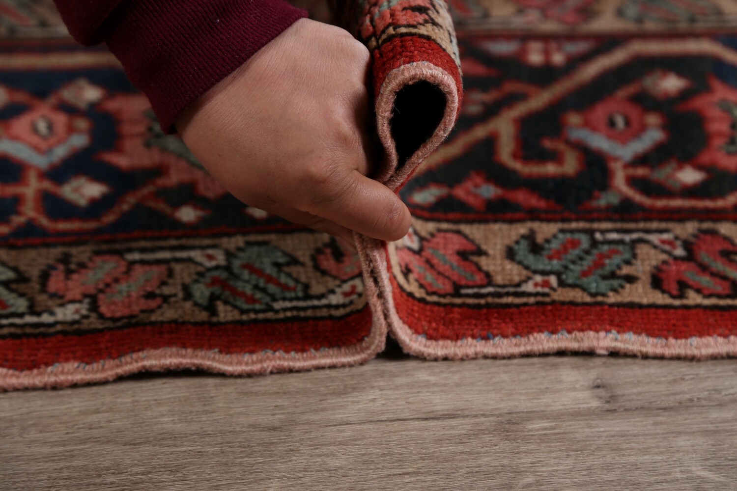 Pre-1900 Antique Heriz Serapi Vegetable Dye Persian Rug 8x12