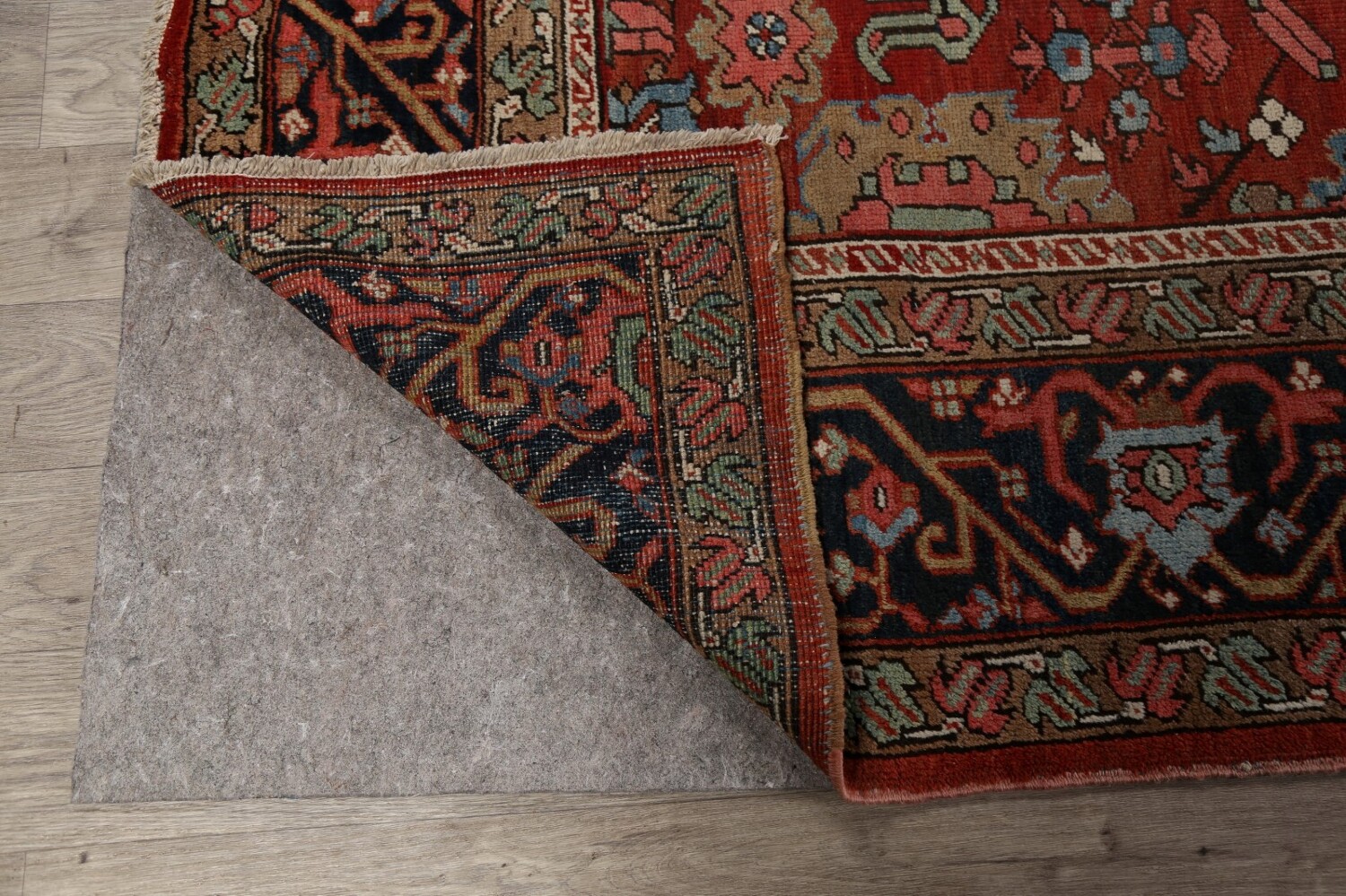 Pre-1900 Antique Heriz Serapi Vegetable Dye Persian Rug 8x12