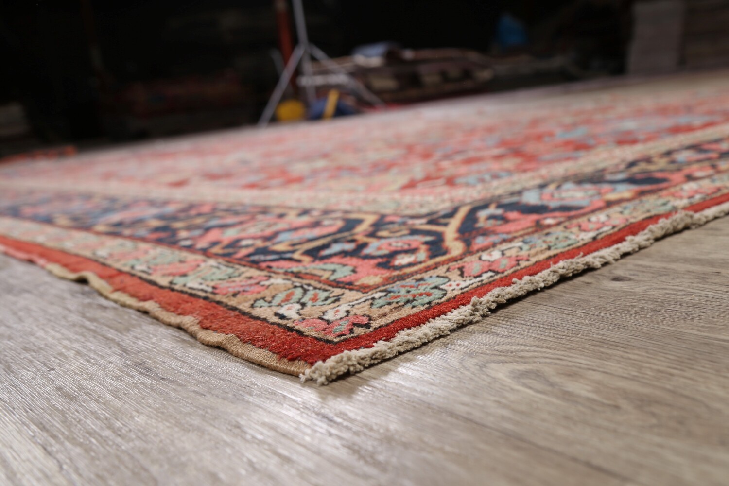 Pre-1900 Antique Heriz Serapi Vegetable Dye Persian Rug 8x12