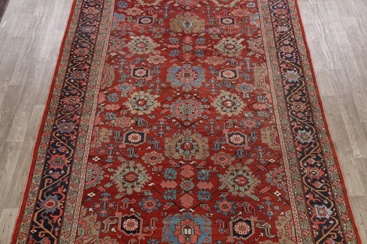 Pre-1900 Antique Heriz Serapi Vegetable Dye Persian Rug 8x12