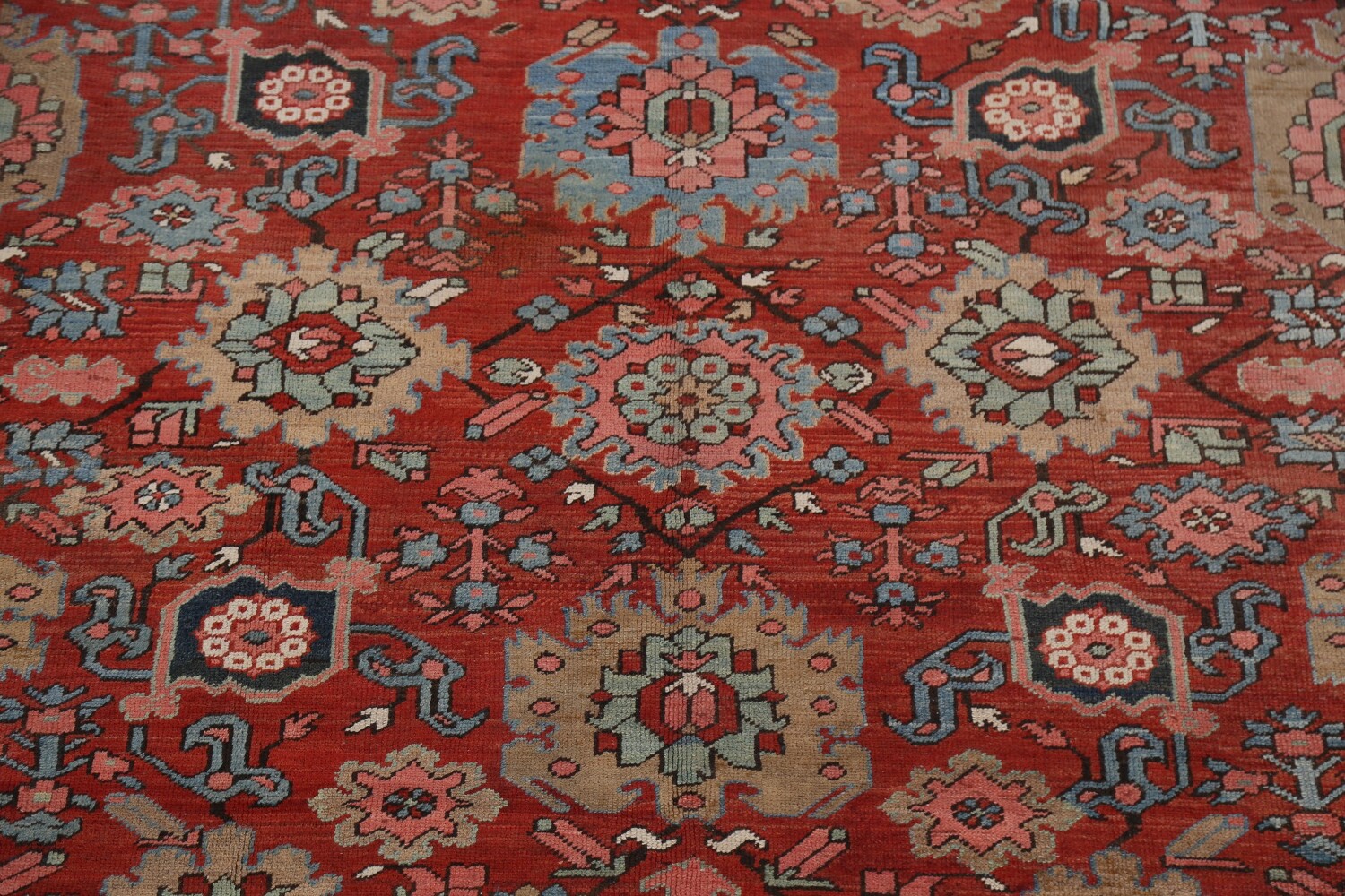 Pre-1900 Antique Heriz Serapi Vegetable Dye Persian Rug 8x12