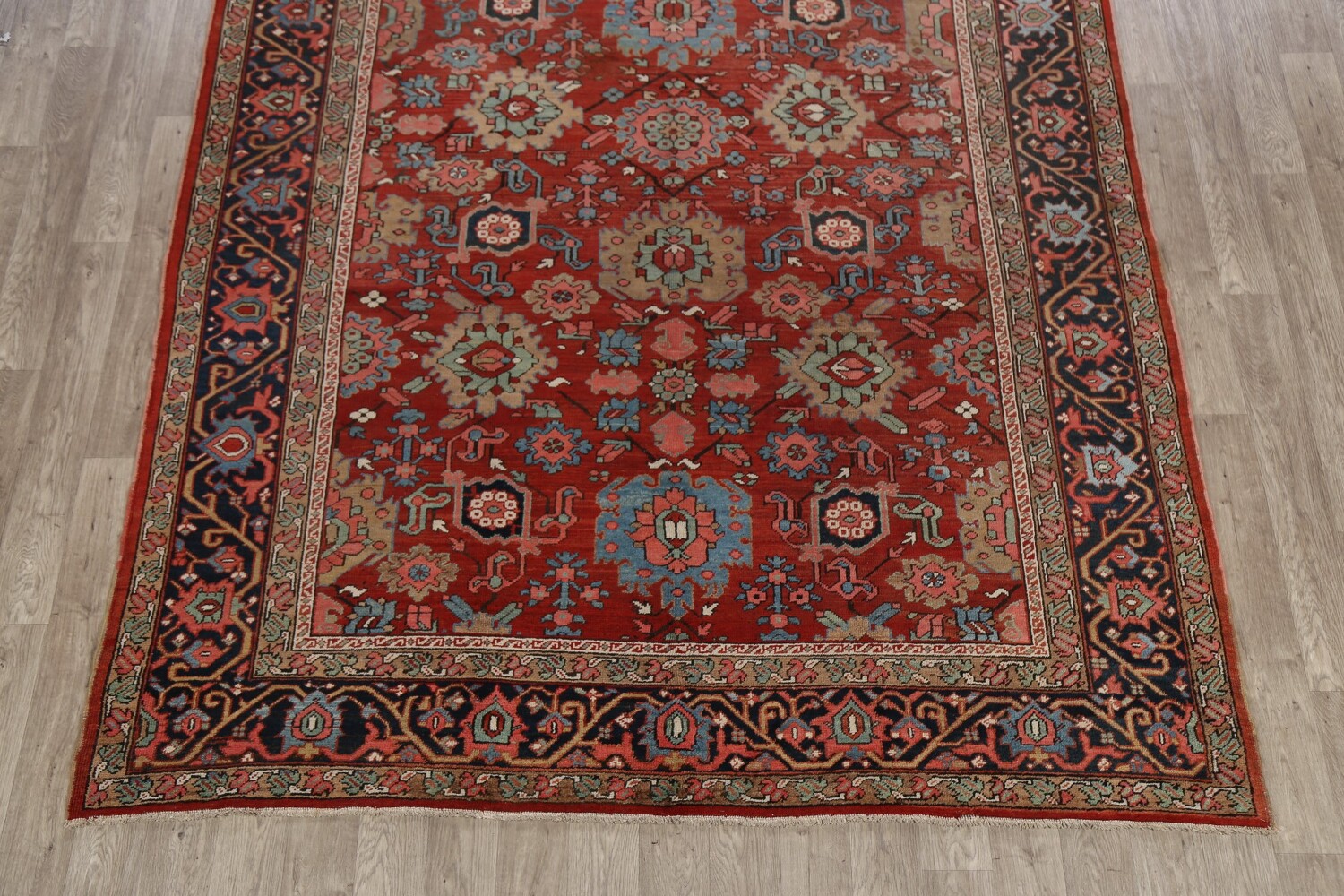 Pre-1900 Antique Heriz Serapi Vegetable Dye Persian Rug 8x12