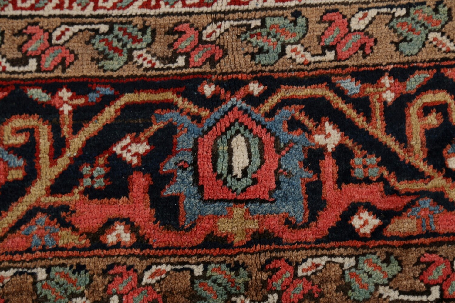 Pre-1900 Antique Heriz Serapi Vegetable Dye Persian Rug 8x12